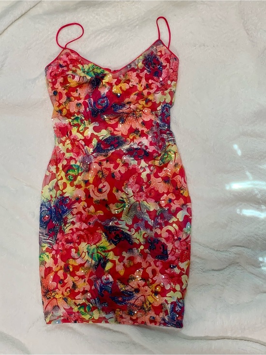 Laundry By Shelli Segal Dresses & Skirts - Laundry By Shelli Segal Red Multi-Color Sequin Mini Dress